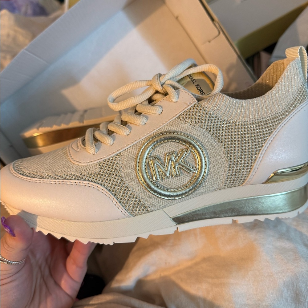 NIB Michael Kors Jenkins Knit Trainer Met SF Stretch Knit Size 8 $225